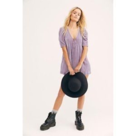 Free People Adele Velvet Tunic Lilac Top Size Medium - Picture 4 of 14